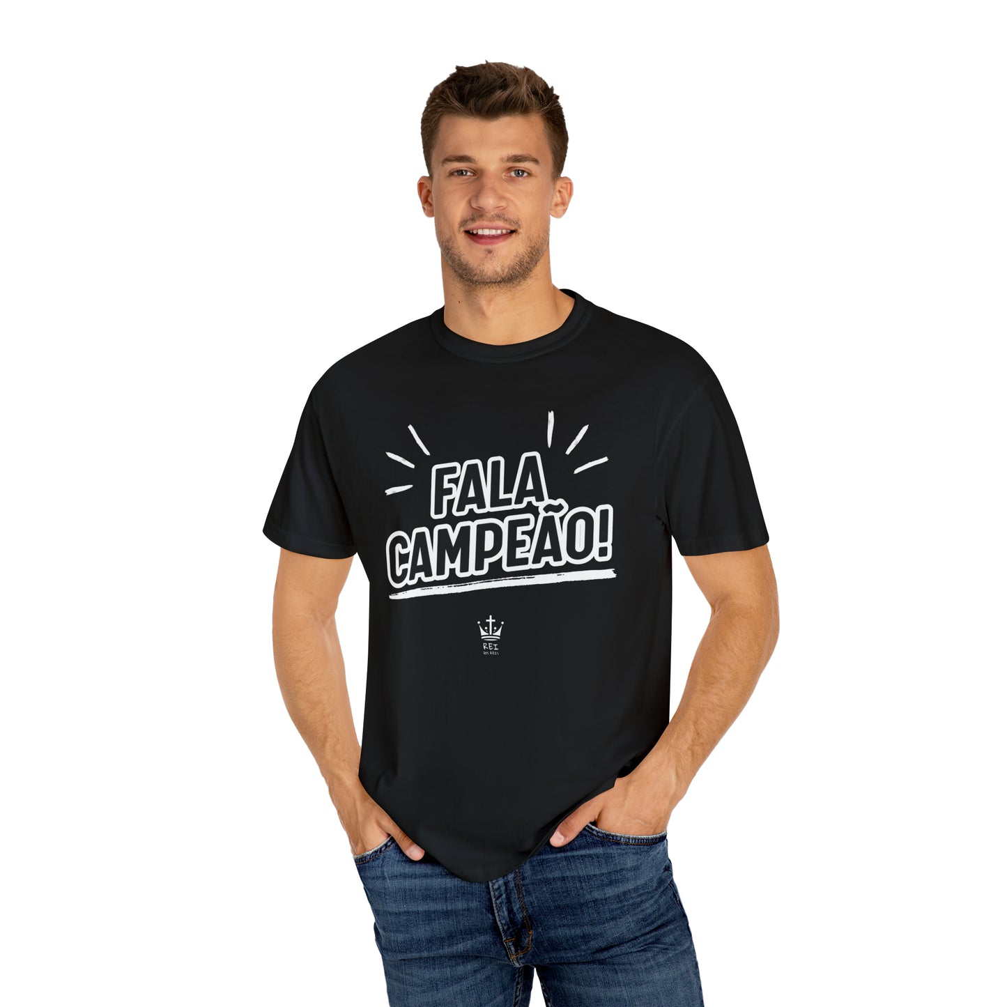 Camiseta Unissex Estampa Branca - Fala Campeão