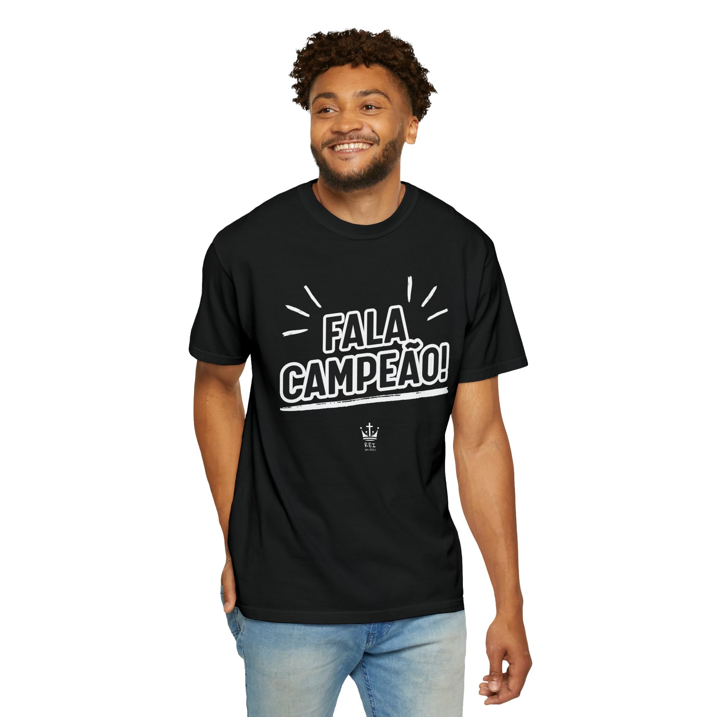 Camiseta Unissex Estampa Branca - Fala Campeão