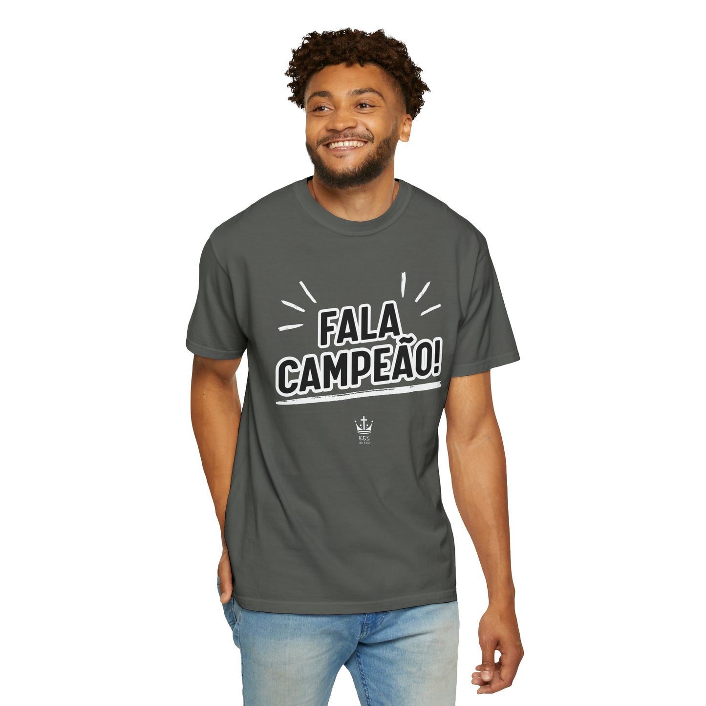 Camiseta Unissex Estampa Branca - Fala Campeão