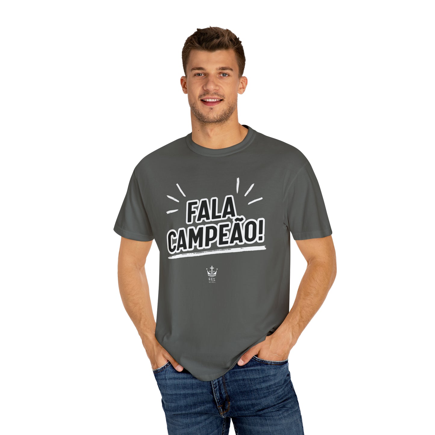 Camiseta Unissex Estampa Branca - Fala Campeão